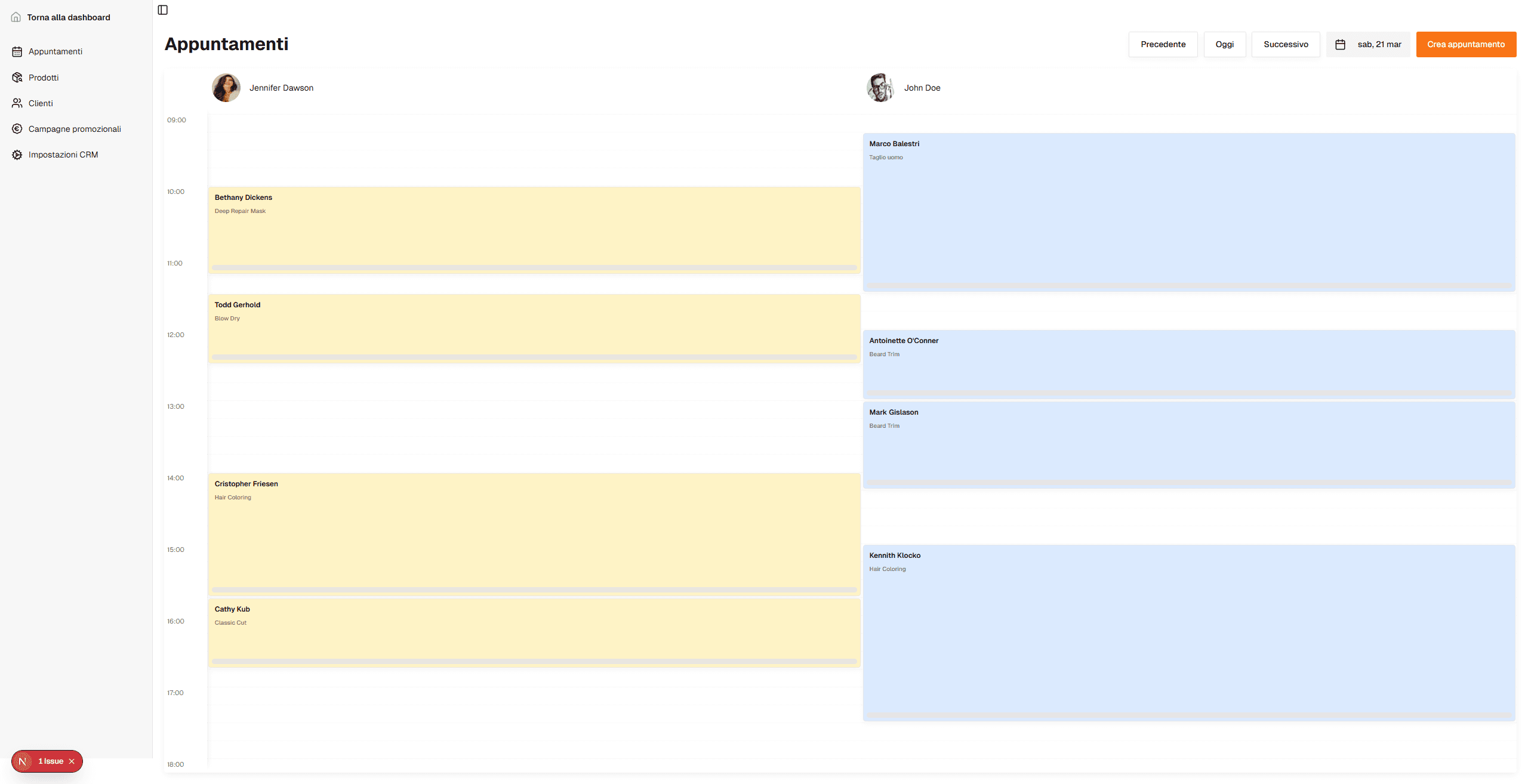 Calendario appuntamenti placeholder