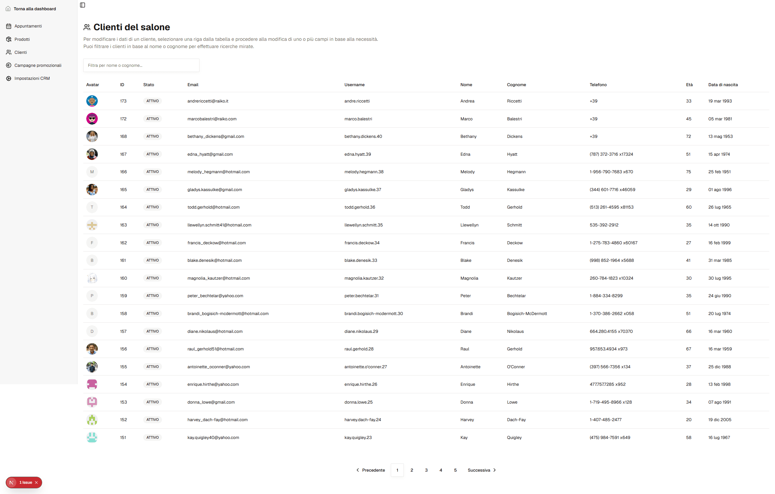 Anagrafica clienti placeholder